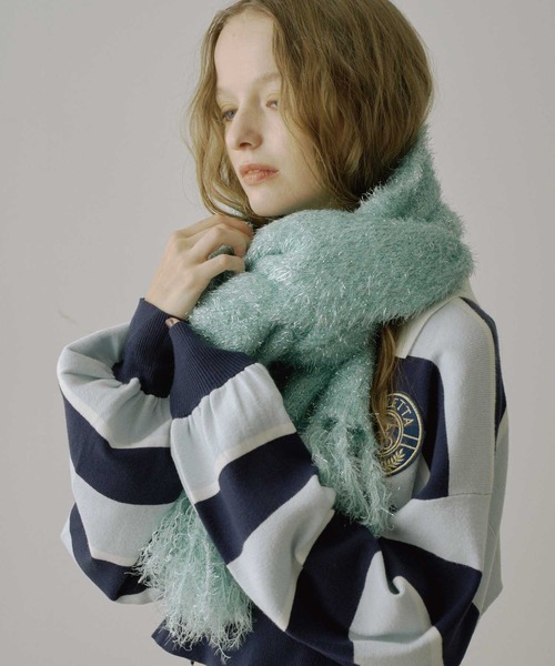 BOHEMSEO ニットマフラー bohemian seoul》 JACQUARD KNIT MUFFLER BLACK&IVORY (BOHEMSEO