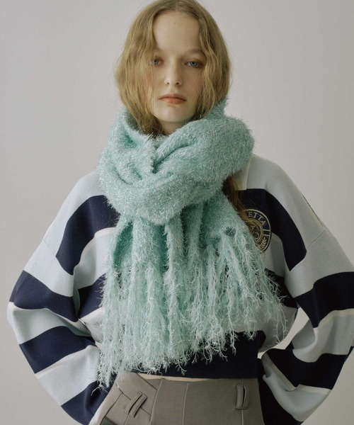 セール】ラメフェザーヤーンボリュームニットマフラー（マフラー