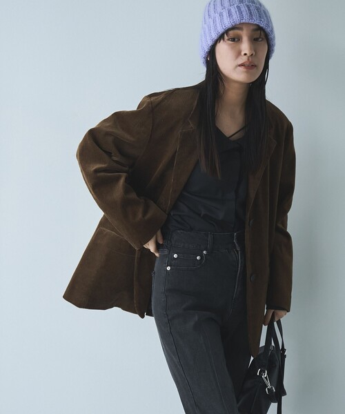 RONEL（ロネル）の「コーデュロイシングルジャケット（テーラードジャケット・レディース・オフホワイト/ライトブルー/ダークブラウン・S/M）」の3枚目の写真
