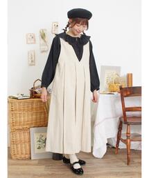 Samansa Mos2 | 綿麻前後着タックジャンスカ(ワンピース)