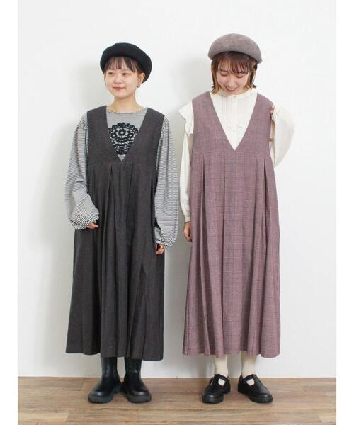 Samansa Mos2（サマンサ モスモス）の「【Sサイズ WEB限定】綿麻前後着タックジャンスカ（ワンピース・レディース・ボルドー/キナリ/チャコールグレー/ブラック・M/S）」の7枚目の写真