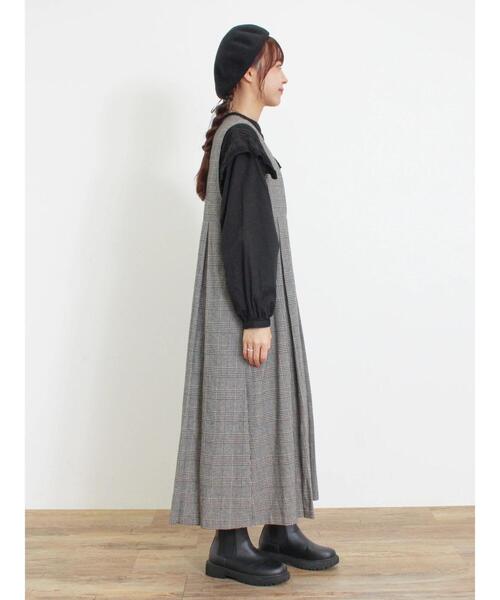 Samansa Mos2（サマンサ モスモス）の「【Sサイズ WEB限定】綿麻前後着タックジャンスカ（ワンピース・レディース・ボルドー/キナリ/チャコールグレー/ブラック・M/S）」の13枚目の写真