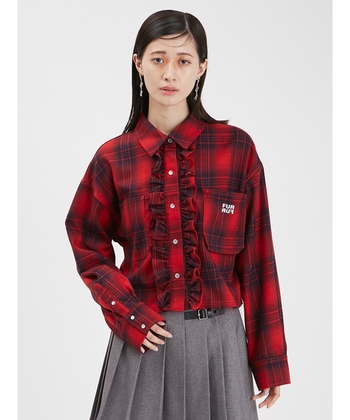 FURFUR ロゴ刺繍クロップドシャツ FURFUR（ファーファー）の「ロゴ刺繍クロップドシャツ（シャツ