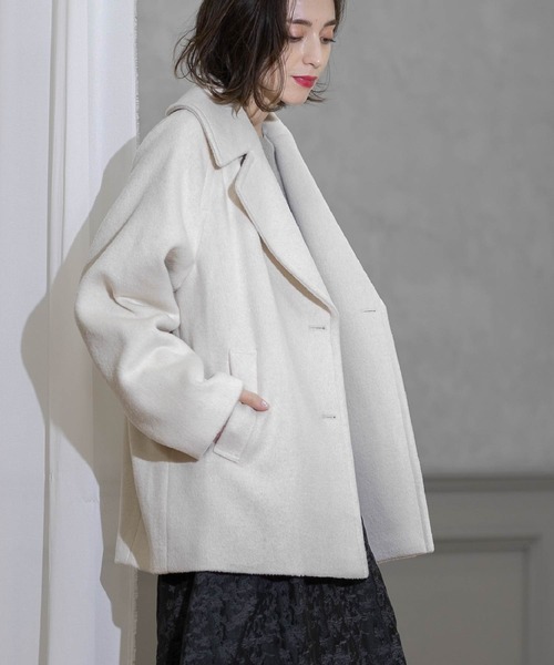 S-LLsize》ウールカシミヤブレンド ミドルピーコート（Pコート