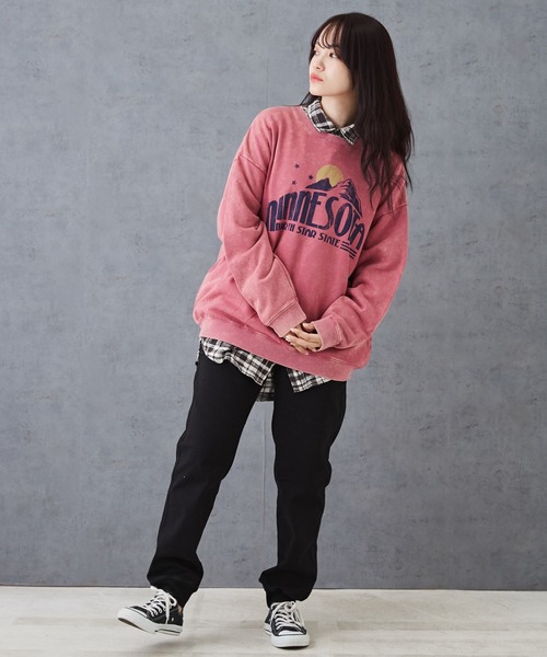 CUBE SUGAR（キューブシュガー）の「度甘ネルチェックビッグシャツ（シャツ/ブラウス・レディース・ナチュラル/チャコールグレー/マルチ/オレンジ/パープル・M）」の6枚目の写真