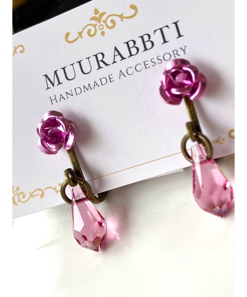 tone(トーン)の「【MUURABBTI】薔薇とスワロフスキーのイヤリング(MA)(イヤリング・レディース・ブラック/ブルー/グリーン/ピンク/レッド・FREE)」の8枚目の写真