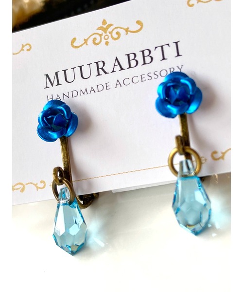 tone(トーン)の「【MUURABBTI】薔薇とスワロフスキーのイヤリング(MA)(イヤリング・レディース・ブラック/ブルー/グリーン/ピンク/レッド・FREE)」の9枚目の写真