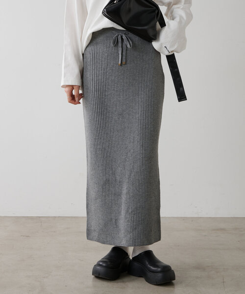 セール】【-3キロ見え/WEB限定】リブニットスカート（スカート