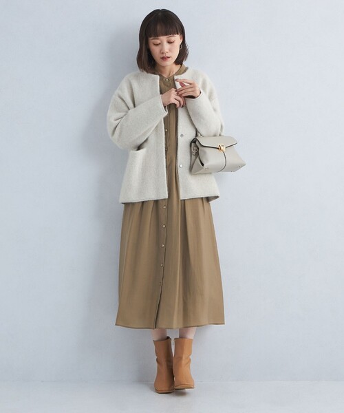 green label relaxing(グリーンレーベルリラクシング)の「カッセン ウエスト タック ロングスリーブ ワンピース(ワンピース・レディース・その他1/ネイビー/ベージュ・FREE)」の5枚目の写真