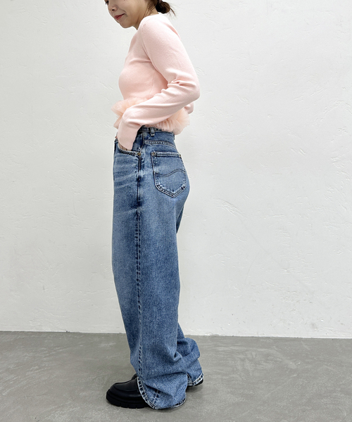 U by SPICK&SPAN(ユーバイスピックアンドスパン)の「チュールドッキングニットトップス(ニット/セーター・レディース・ライトグレー/ピンク系その他・FREE)」の11枚目の写真