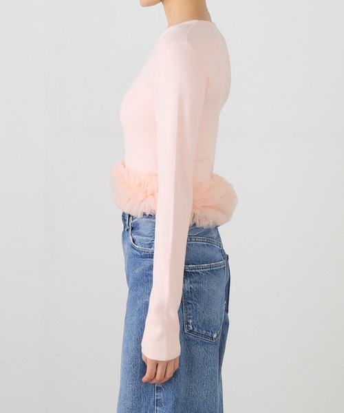 U by SPICK&SPAN(ユーバイスピックアンドスパン)の「チュールドッキングニットトップス(ニット/セーター・レディース・ライトグレー/ピンク系その他・FREE)」の15枚目の写真