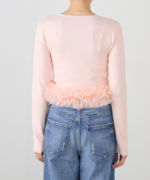 U by SPICK&SPAN(ユーバイスピックアンドスパン)の「チュールドッキングニットトップス(ニット/セーター・レディース・ライトグレー/ピンク系その他・FREE)」の16枚目の写真