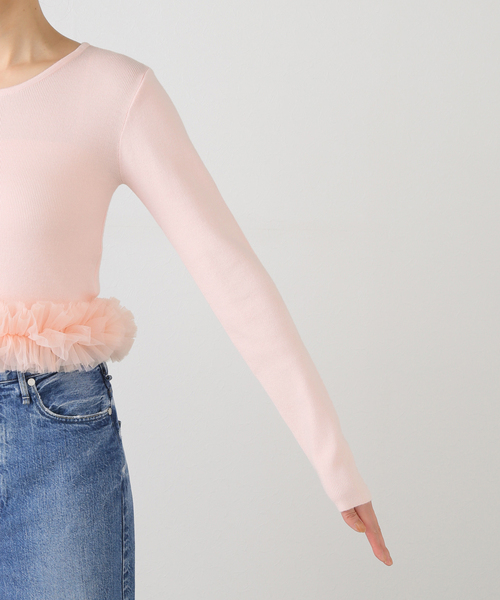 U by SPICK&SPAN(ユーバイスピックアンドスパン)の「チュールドッキングニットトップス(ニット/セーター・レディース・ライトグレー/ピンク系その他・FREE)」の19枚目の写真