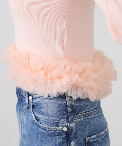 U by SPICK&SPAN(ユーバイスピックアンドスパン)の「チュールドッキングニットトップス(ニット/セーター・レディース・ライトグレー/ピンク系その他・FREE)」の21枚目の写真