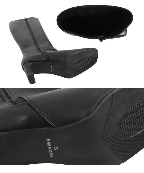 KOBE LETTUCE（コウベレタス）の「スライスヒールロングブーツ（ブーツ・レディース・グレイッシュベージュ/ブラック・S/M/L）」の8枚目の写真