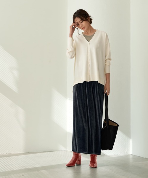 STYLE DELI(スタイルデリ)の「ストライプベロアAラインスカート(スカート・レディース・ブラウン系その他/ネイビー系1・SMALL/MEDIUM)」の9枚目の写真
