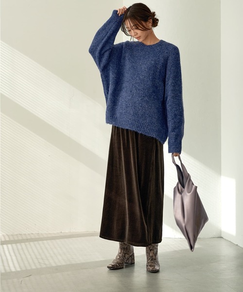 STYLE DELI(スタイルデリ)の「ストライプベロアAラインスカート(スカート・レディース・ブラウン系その他/ネイビー系1・SMALL/MEDIUM)」の10枚目の写真