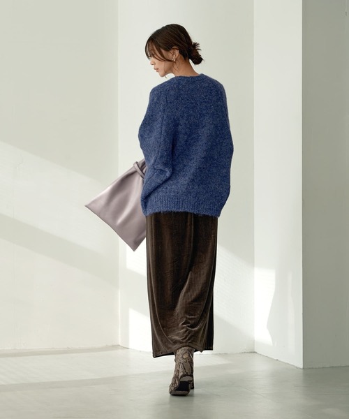 STYLE DELI(スタイルデリ)の「ストライプベロアAラインスカート(スカート・レディース・ブラウン系その他/ネイビー系1・SMALL/MEDIUM)」の11枚目の写真