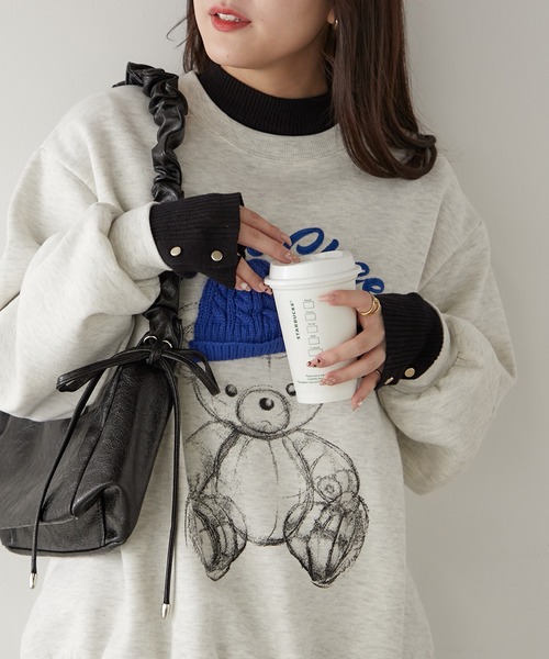 Another Branch olive des olive（アナザーブランチオリーブデオリーブ）の「ﾆｯﾄ帽ｸﾏ裏起毛プルオーバー（スウェット・レディース・チャコール/オートミール/オフホワイト/ボルドー・FREE）」の3枚目の写真