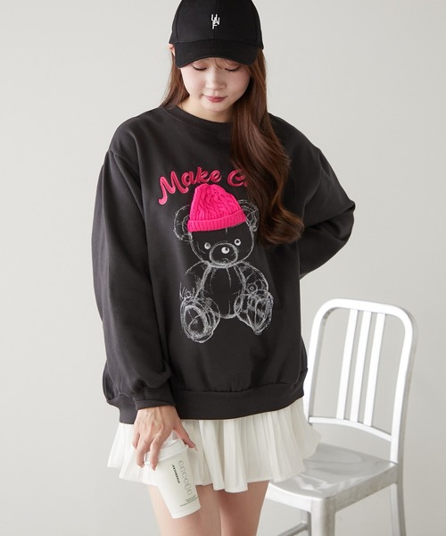 ﾆｯﾄ帽ｸﾏ裏起毛プルオーバー（スウェット）｜Another Branch olive des