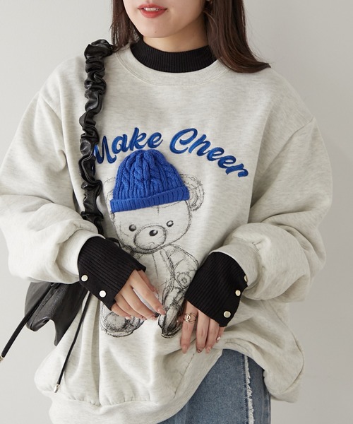 Another Branch olive des olive（アナザーブランチオリーブデオリーブ）の「ﾆｯﾄ帽ｸﾏ裏起毛プルオーバー（スウェット・レディース・チャコール/オートミール/オフホワイト/ボルドー・FREE）」の5枚目の写真