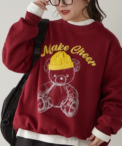 Another Branch olive des olive（アナザーブランチオリーブデオリーブ）の「ﾆｯﾄ帽ｸﾏ裏起毛プルオーバー（スウェット・レディース・チャコール/オートミール/オフホワイト/ボルドー・FREE）」の6枚目の写真
