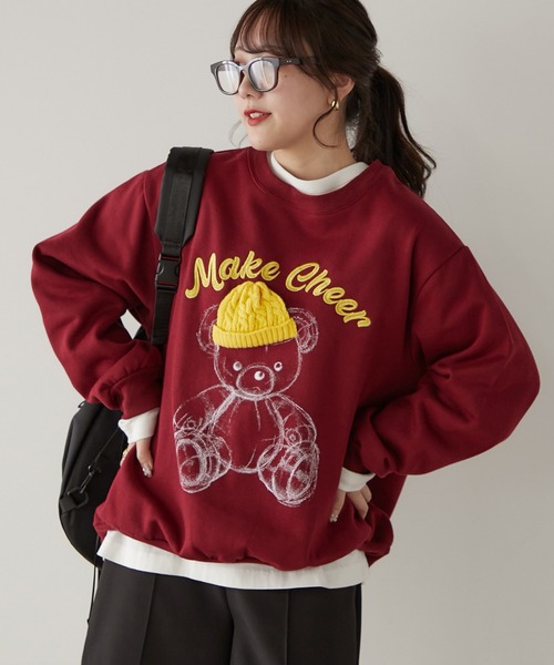Another Branch olive des olive（アナザーブランチオリーブデオリーブ）の「ﾆｯﾄ帽ｸﾏ裏起毛プルオーバー（スウェット・レディース・チャコール/オートミール/オフホワイト/ボルドー・FREE）」の15枚目の写真