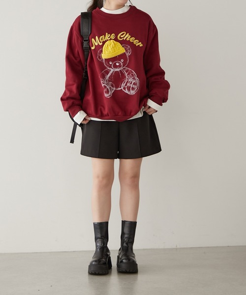 Another Branch olive des olive（アナザーブランチオリーブデオリーブ）の「ﾆｯﾄ帽ｸﾏ裏起毛プルオーバー（スウェット・レディース・チャコール/オートミール/オフホワイト/ボルドー・FREE）」の12枚目の写真