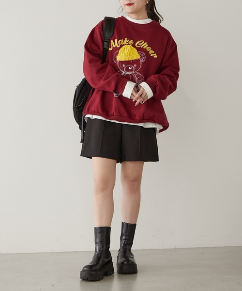 Another Branch olive des olive（アナザーブランチオリーブデオリーブ）の「ﾆｯﾄ帽ｸﾏ裏起毛プルオーバー（スウェット・レディース・チャコール/オートミール/オフホワイト/ボルドー・FREE）」の14枚目の写真
