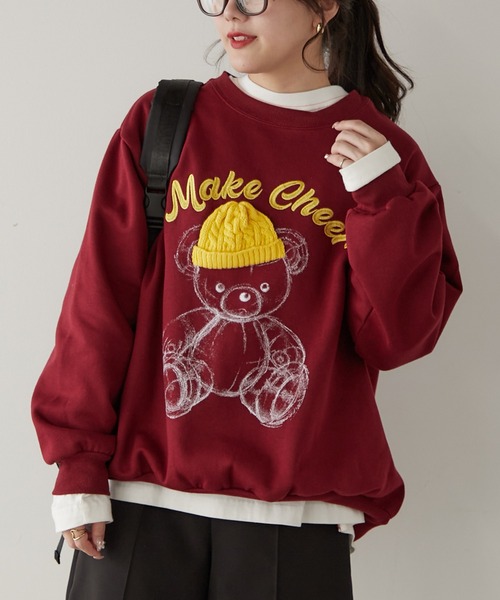 Another Branch olive des olive（アナザーブランチオリーブデオリーブ）の「ﾆｯﾄ帽ｸﾏ裏起毛プルオーバー（スウェット・レディース・チャコール/オートミール/オフホワイト/ボルドー・FREE）」の17枚目の写真