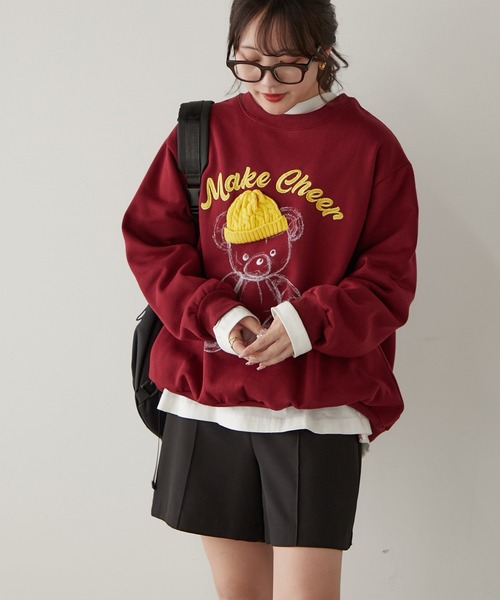 Another Branch olive des olive（アナザーブランチオリーブデオリーブ）の「ﾆｯﾄ帽ｸﾏ裏起毛プルオーバー（スウェット・レディース・チャコール/オートミール/オフホワイト/ボルドー・FREE）」の22枚目の写真
