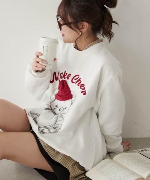 Another Branch olive des olive（アナザーブランチオリーブデオリーブ）の「ﾆｯﾄ帽ｸﾏ裏起毛プルオーバー（スウェット・レディース・チャコール/オートミール/オフホワイト/ボルドー・FREE）」の16枚目の写真