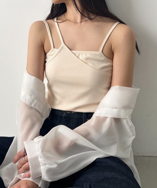 CLEA（クレア）の「カップ付きレイヤードキャミ（キャミソール・レディース・オレンジ/アイボリー/ブラック/ブラウン/ホワイト・FREE）」の6枚目の写真
