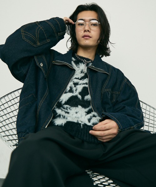 Shoowtime(ショウタイム)の「Reverse design zip-up denim jacket / リバースデザインジップアップデニムジャケット(デニムジャケット・メンズ・インディゴブルー/グレー系・MEDIUM/LARGE/X-LARGE)」の2枚目の写真