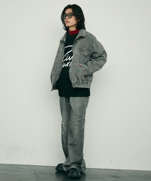 セール】Reverse design zip-up denim jacket / リバースデザイン