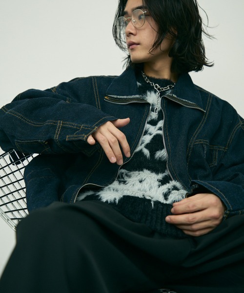 セール】Reverse design zip-up denim jacket / リバースデザイン