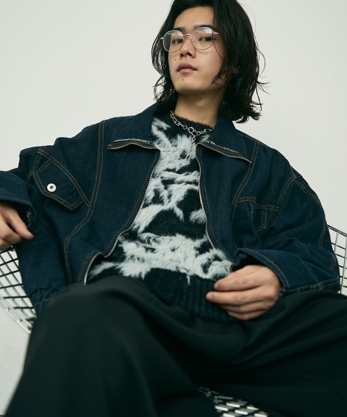 Shoowtime(ショウタイム)の「Reverse design zip-up denim jacket / リバースデザインジップアップデニムジャケット(デニムジャケット・メンズ・インディゴブルー/グレー系・MEDIUM/LARGE/X-LARGE)」の7枚目の写真
