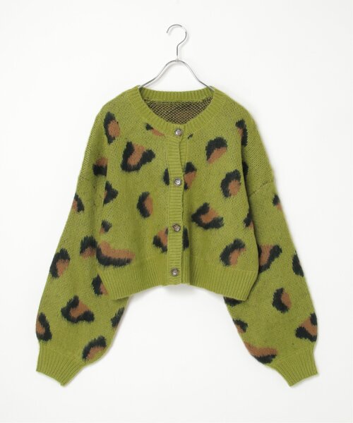 VENCEEXCHANGE(ヴァンスエクスチェンジ)の「ヒョウ柄ショートガーディガン(カーディガン/ボレロ・レディース・グリーン/オフホワイト・FREE)」の2枚目の写真