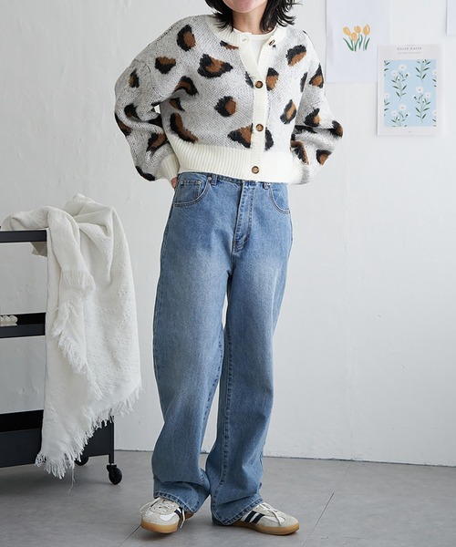 VENCEEXCHANGE(ヴァンスエクスチェンジ)の「ヒョウ柄ショートガーディガン(カーディガン/ボレロ・レディース・グリーン/オフホワイト・FREE)」の7枚目の写真