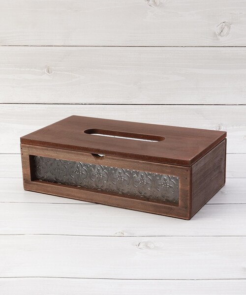 one'sterrace(ワンズテラス)の「フローラ ティッシュケース(収納グッズ・レディース・ダークブラウン系8/ホワイト系9・99)」の5枚目の写真
