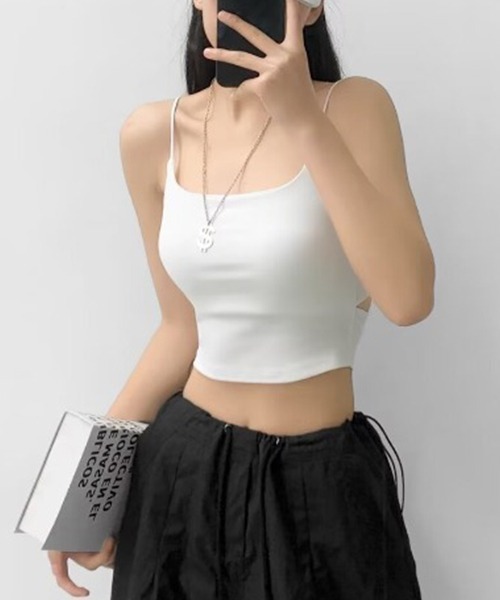 c.u.l(シーユーエル)の「バックオープン リングデザイン カップ付き キャミソール culw780(キャミソール・レディース・グレー/ホワイト/ブラウン/ブラック・FREE)」の5枚目の写真