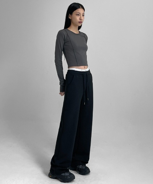 BLACKUP（ブラックアップ）の「[MADE] ビエントワイドバンディングパンツ（スウェットパンツ・レディース・グレー/オートミール/ブラック・L-Long/L-Short/M-Long/M-Short/S-Long/S-Short）」の12枚目の写真