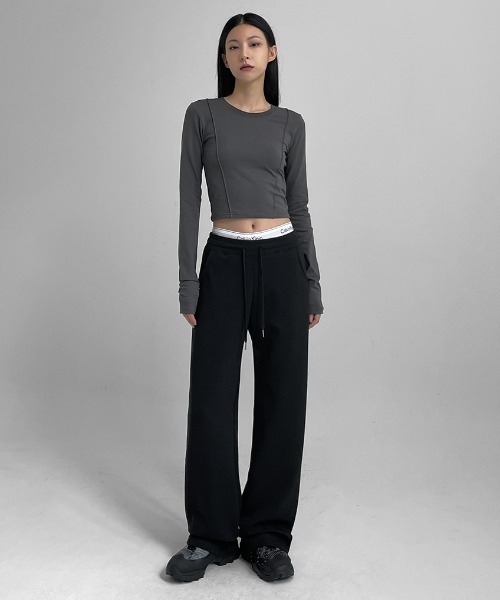 BLACKUP（ブラックアップ）の「[MADE] ビエントワイドバンディングパンツ（スウェットパンツ・レディース・グレー/オートミール/ブラック・L-Long/L-Short/M-Long/M-Short/S-Long/S-Short）」の10枚目の写真