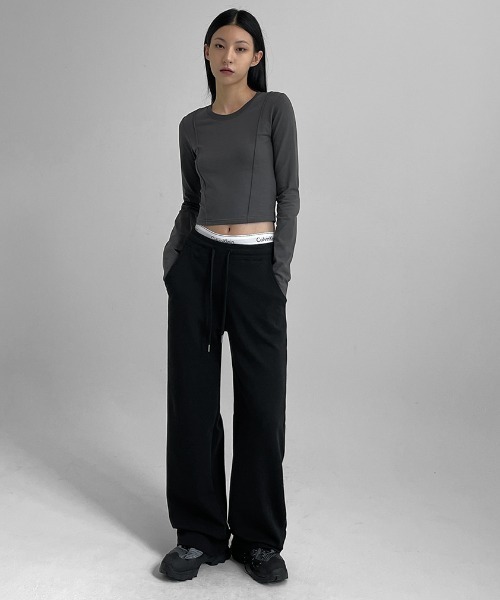 BLACKUP（ブラックアップ）の「[MADE] ビエントワイドバンディングパンツ（スウェットパンツ・レディース・グレー/オートミール/ブラック・L-Long/L-Short/M-Long/M-Short/S-Long/S-Short）」の11枚目の写真