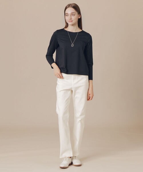 MACKINTOSH LONDON(マッキントッシュ ロンドン)の「プレーティング天竺プルオーバー(Tシャツ/カットソー・レディース・ネイビー/オフホワイト・40/38)」の4枚目の写真