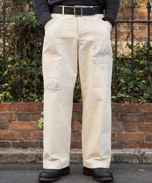 Schott ホワイトカーゴパンツ schott（ショット）の「Schott/ショット/PAINT BACK STAIN BAKER