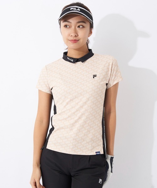FILA GOLF(フィラゴルフ )の「バーチカルメッシュ半袖モックネックシャツ(シャツ/ブラウス・レディース・ブラック/ピンク/ベージュ・MEDIUM/LARGE)」の2枚目の写真