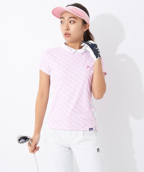 FILA GOLF(フィラゴルフ )の「バーチカルメッシュ半袖モックネックシャツ(シャツ/ブラウス・レディース・ブラック/ピンク/ベージュ・MEDIUM/LARGE)」の7枚目の写真