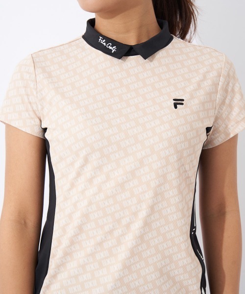FILA GOLF(フィラゴルフ )の「バーチカルメッシュ半袖モックネックシャツ(シャツ/ブラウス・レディース・ブラック/ピンク/ベージュ・MEDIUM/LARGE)」の4枚目の写真