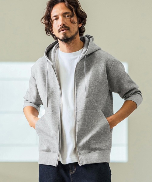 Magine(マージン)の「mpa3717- Fraise Stitch 3-4 Sleeve Zip Up Hoodie ジップアップフードパーカ(パーカー・メンズ・チャコール/ブラック/ミックスグレー・44/46/48)」の4枚目の写真